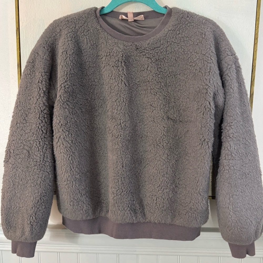 PHILOSOPHY Republic Clothing Light Gray Faux Fur Crewneck Size XSmall